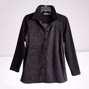 Denim&Co. Shirt Shacket Black White Fleece Size Medium